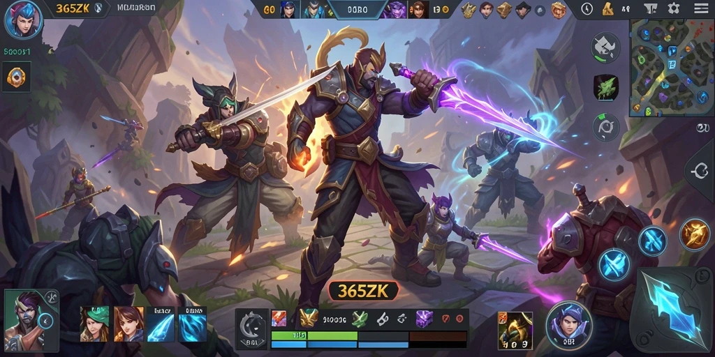 Gameplay seru dalam pertempuran MOBA yang mendebarkan.