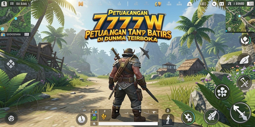 Tampilan gameplay menakjubkan dari 7777W dalam dunia terbuka.