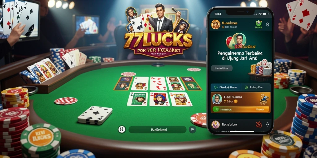 Screenshot utama dari gameplay <strong>77LUCKS</strong> yang menunjukkan aksi poker yang mendebarkan.