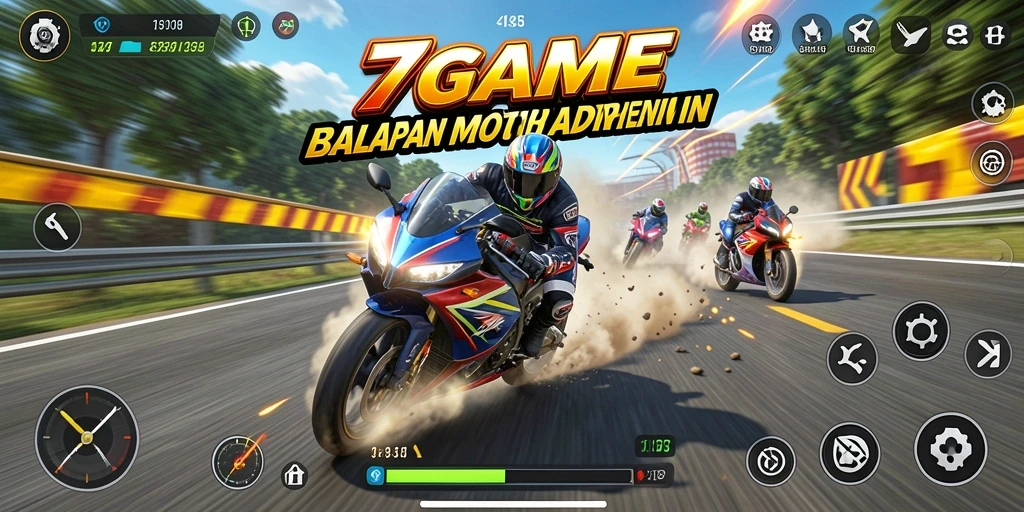 Screenshot <strong>7GAME</strong> menampilkan aksi balapan motor yang mendebarkan.