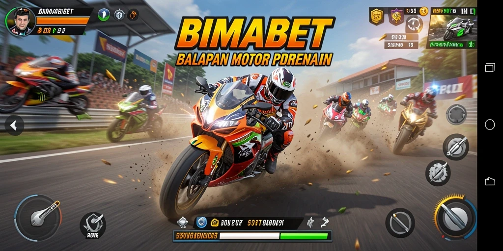 Tampilan gameplay Motor Racing yang mendebarkan di BIMABET.
