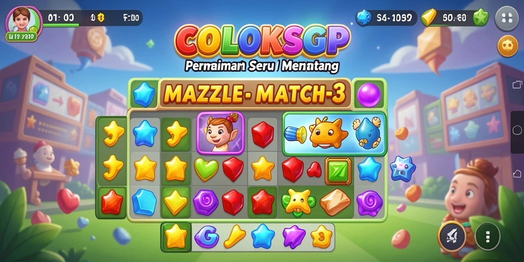 Tampilan gameplay seru dengan padanan warna-warni.