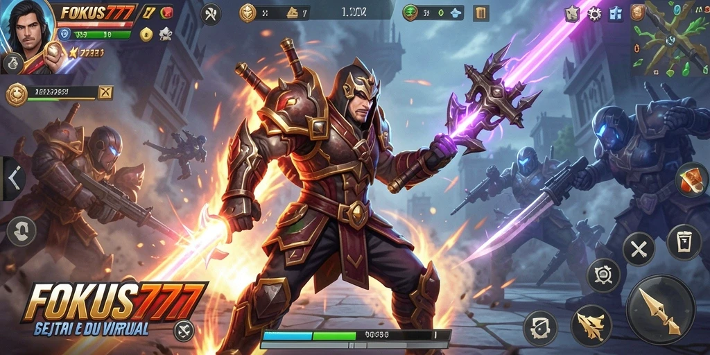 Tampilan gameplay FOKUS777 dengan pertarungan yang mendebarkan.