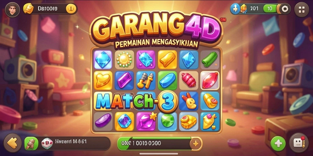 Tampilan gameplay GARANG4D yang seru dengan kombinasi elemen Match-3.