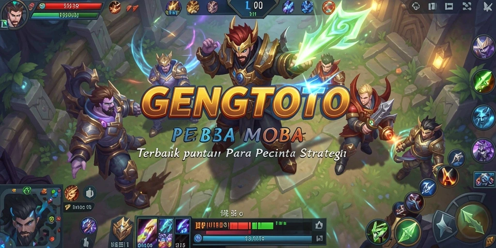 Tampilan seru dari pertempuran tim GENGTOTO di arena MOBA.