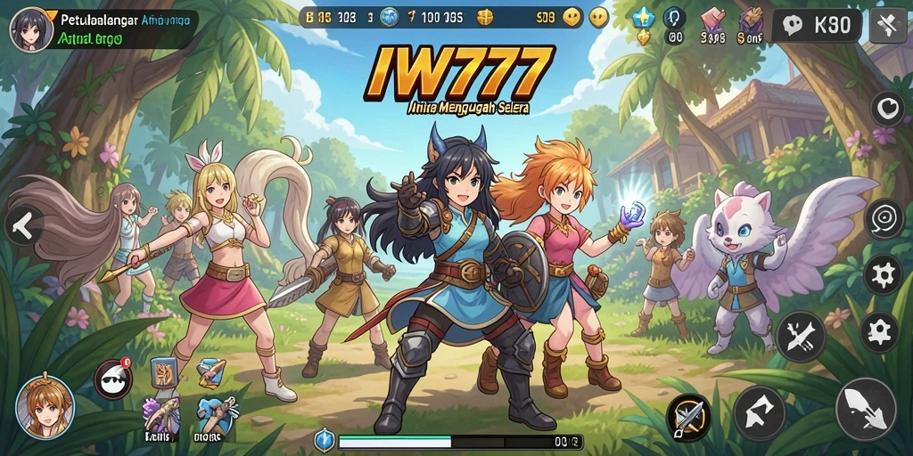 Tampilan dramatis dari karakter anime dalam IW777 yang sedang bertarung.