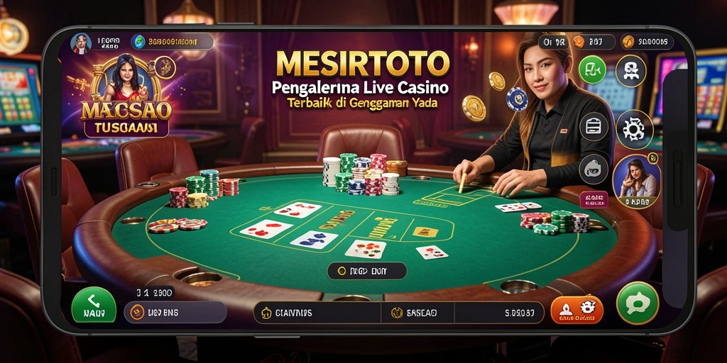 Screenshot gameplay Live Casino MESIRTOTO dengan dealer interaktif.