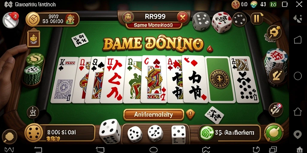 Screenshot gameplay menampilkan aksi seru di meja domino.