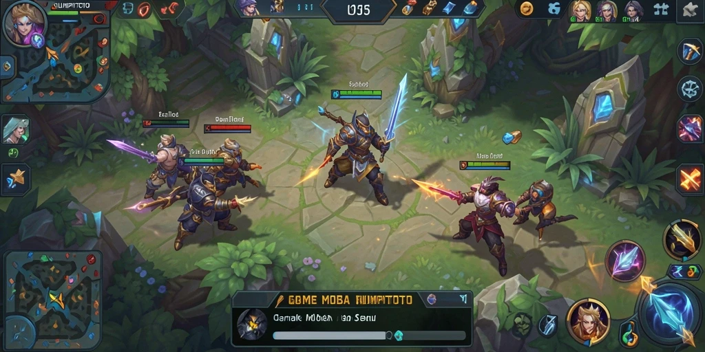 Screenshot gameplay RUMPITOTO menampilkan aksi seru di arena MOBA.
