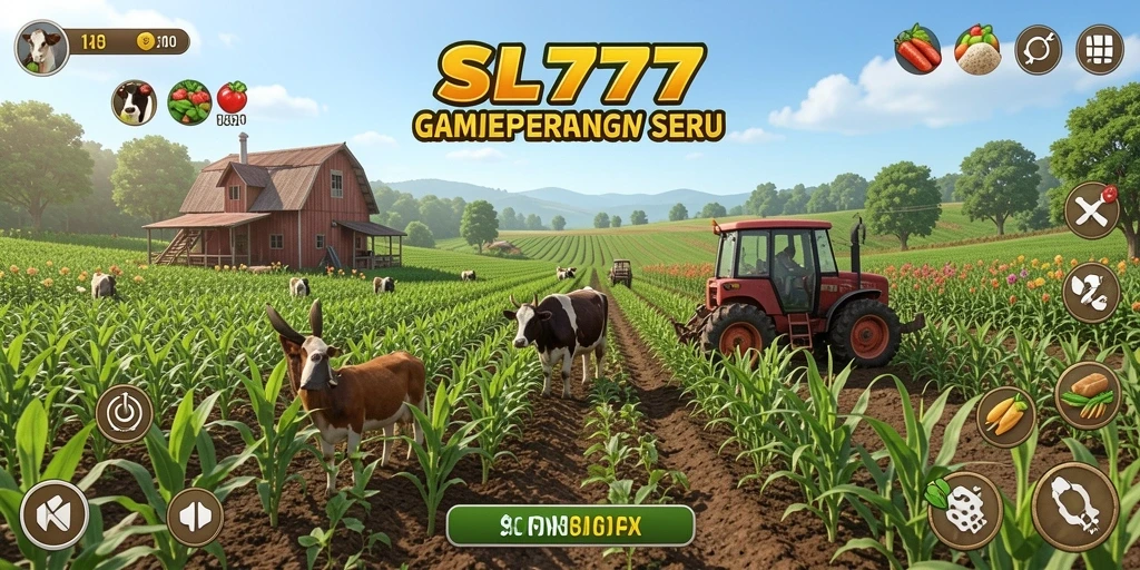 Tampilan gameplay SL777 dengan pengalaman pertanian yang realistis.