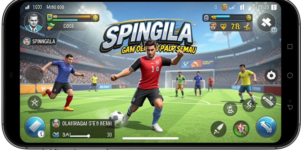 Tampilan gameplay SPINGILA yang menampilkan aksi olahraga mendebarkan.
