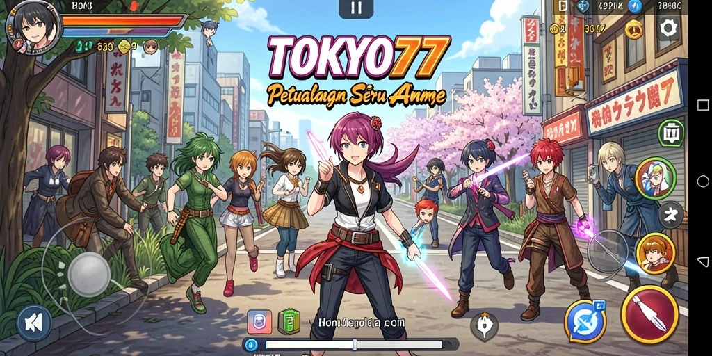 Tangkapan layar utama TOKYO77 menampilkan aksi pertarungan yang mendebarkan.